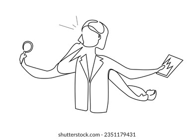 hard work woman mother business woman multitasking line art