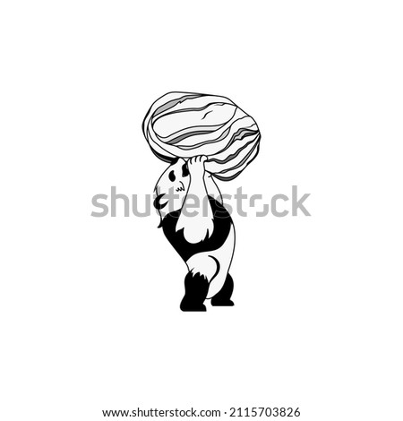 Hard worker panda vector illustration design like is very powerfull with a big rock. Simple flat design style suitable for desktop file icon, social media sticker, gadget soft or hard case wrap design