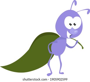 Hormiga de trabajo duro, ilustración, vector sobre un fondo blanco.