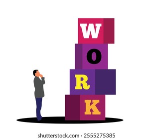 Hard Working Business Man Metaphor Getting Ready for a Job. Business and finance field white collar worker vector art