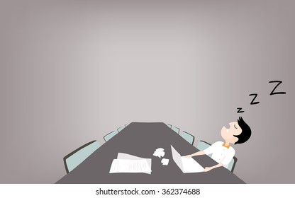 Hard working employee fall asleep while working