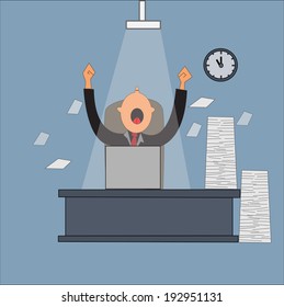 Hard working night in office vector illustration