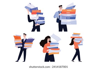 hard working people in flat style collection
