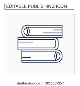 Hardback line icon.Book bound in stiff cover. Publishing concept. Isolated vector illustration. Editable stroke