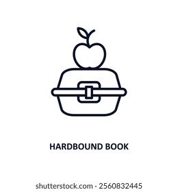 hardbound book outline icon.  Thin line icon from education collection. Editable vector isolated on white background
