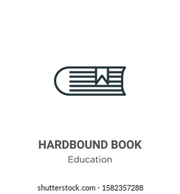 Hardbound book outline vector icon. Thin line black hardbound book icon, flat vector simple element illustration from editable education concept isolated on white background