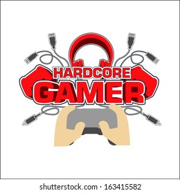 Hardcore Gamer T Shirt Design Vector