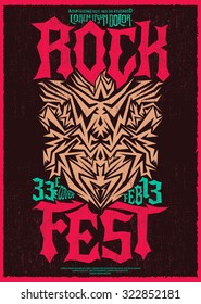 Hardcore Rock fest poster design template - metal festival label