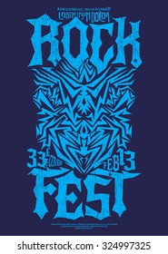 Hardcore Rock fest poster design template - metal festival label
