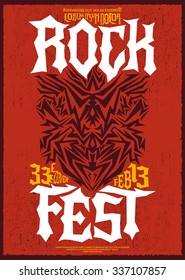 Hardcore Rock fest poster design template - metal festival label
