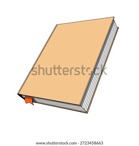 Hardcover Book with Bookmark on White Background. Vector Illustration.