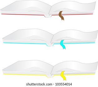 Hardcover book isolated on white background with color variants.