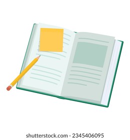 Hardcover book and pencil, learning and education concept, isolated icon