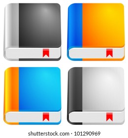 Hardcover book set on white background. Vector illustration.