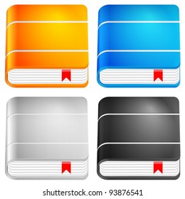 Hardcover book set on white background. Vector illustration.