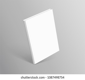 Hardcover book standing on grey background in 3d illustration