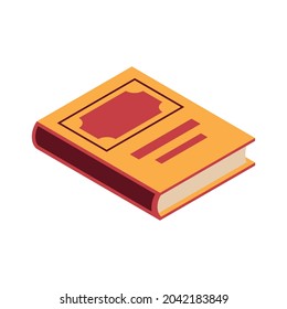 Hardcover book or textbook isometric icon 3d vector illustration