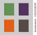 Hardcover books with colorful covers, realistic vector mockup. Blank closed notebook set, template.