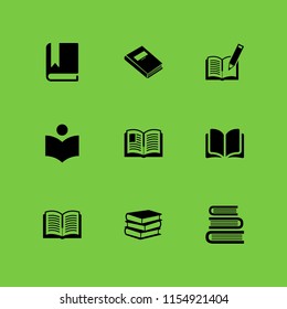 hardcover icon. 9 hardcover set with books stack from top view, open book and book vector icons for web and mobile app