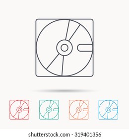 Harddisk icon. Hard drive storage sign. Linear icons on white background. Vector