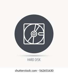 Harddisk icon. Hard drive storage sign. Round web button with flat icon. Vector
