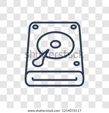 Harddrive icon. Trendy linear Harddrive logo concept on transparent background from hardware collection