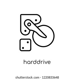 Harddrive icon. Trendy modern flat linear vector Harddrive icon on white background from thin line hardware collection, editable outline stroke vector illustration