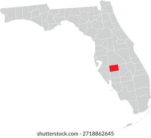 Condado de Hardee en el mapa del Vector Editable del Estado de Florida
