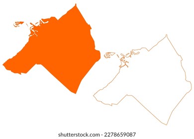 Harderwijk municipality (Kingdom of the Netherlands, Holland, Gelderland or Guelders province) map vector illustration, scribble sketch Harderwiek map