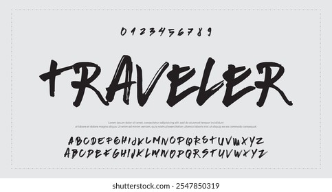 Fuente de pincel más dura. Letras de mano Sketch Font. Alfabeto de Vector