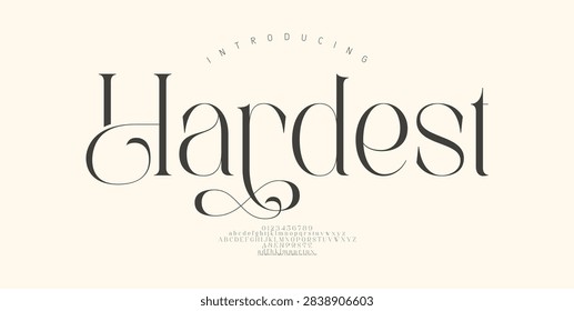 Hardest, Typography elegant wedding classic lettering serif fonts decorative vintage retro concept.
