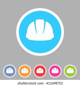 Hardhat construction helmet icon flat web sign symbol logo label set
