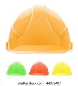 Hardhat in Different Colours. The front view. Vector illustration. Gradient only. No mesh. It is organised on levels.Serie of images