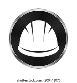 Hardhat Icon - vector brushed metal button