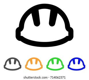Hardhat icon. Vector illustration style is a flat stroke iconic hardhat symbol with black, gray, green, blue, yellow color versions. Designed for web and software interfaces.