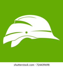 Hardhat icon white isolated on green background. Vector illustration