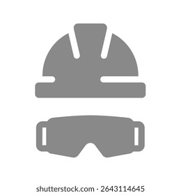 Hardhat and protective glasses icon. Work helmet and safety eyewear, eye protection vector.