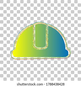 Signo de Hardhat. Icono de degradado de azul a verde con cuatro contornos de ancho sobre fondo transparente elegante. Ilustración.