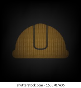 Signo Hardhat. Icono de la rejilla de una pequeña bombilla naranja en la oscuridad. Ilustración.
