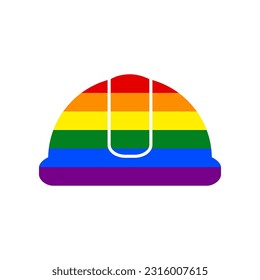 Hardhat sign. Rainbow gay LGBT rights colored Icon at white Background. Illustration.