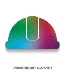 Hardhat sign. Vector. Colorful icon with bright texture of mosaic with soft shadow on white background. Isolated.