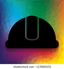 Hardhat sign. Vector. Flat style black icon on white.