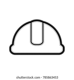 Hardhat sign. Vector. Flat style black icon on white.