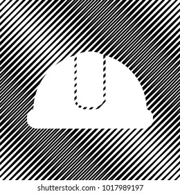 Hardhat sign. Vector. Icon. Hole in moire background.