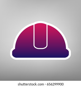 Hardhat sign. Vector. Purple gradient icon on white paper at gray background.