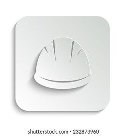 Hardhat  - vector icon with shadow on a grey button