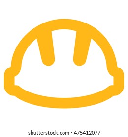 Hardhat vector icon. Style is contour flat icon symbol, yellow color, white background.