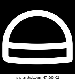 Hardhat vector icon. Style is stroke flat icon symbol, white color, black background.