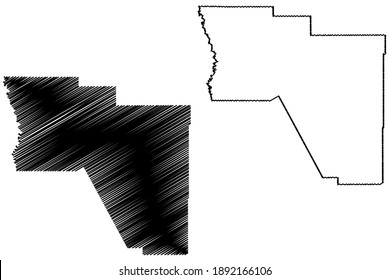 Condado de Harding, Nuevo México (Condado de Estados Unidos, Estados Unidos de América, Estados Unidos, EE.UU., EE.UU.) mapa de ilustración vectorial, esbozo de garabato mapa de Harding