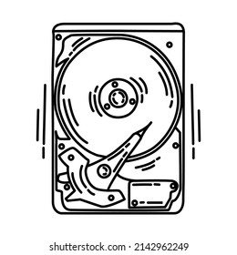 Hardisk External Part of Computer Accessories and Hardware Hand Drawn Icon Set Vector.